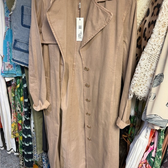 L'AGENCE Long Beige Trench Coat - Picture 5 of 8